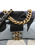 Silk Maxi Scarf CHNL 19 Flap Black Blue White