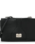 Vitello Soft Chain Flap Bag Black