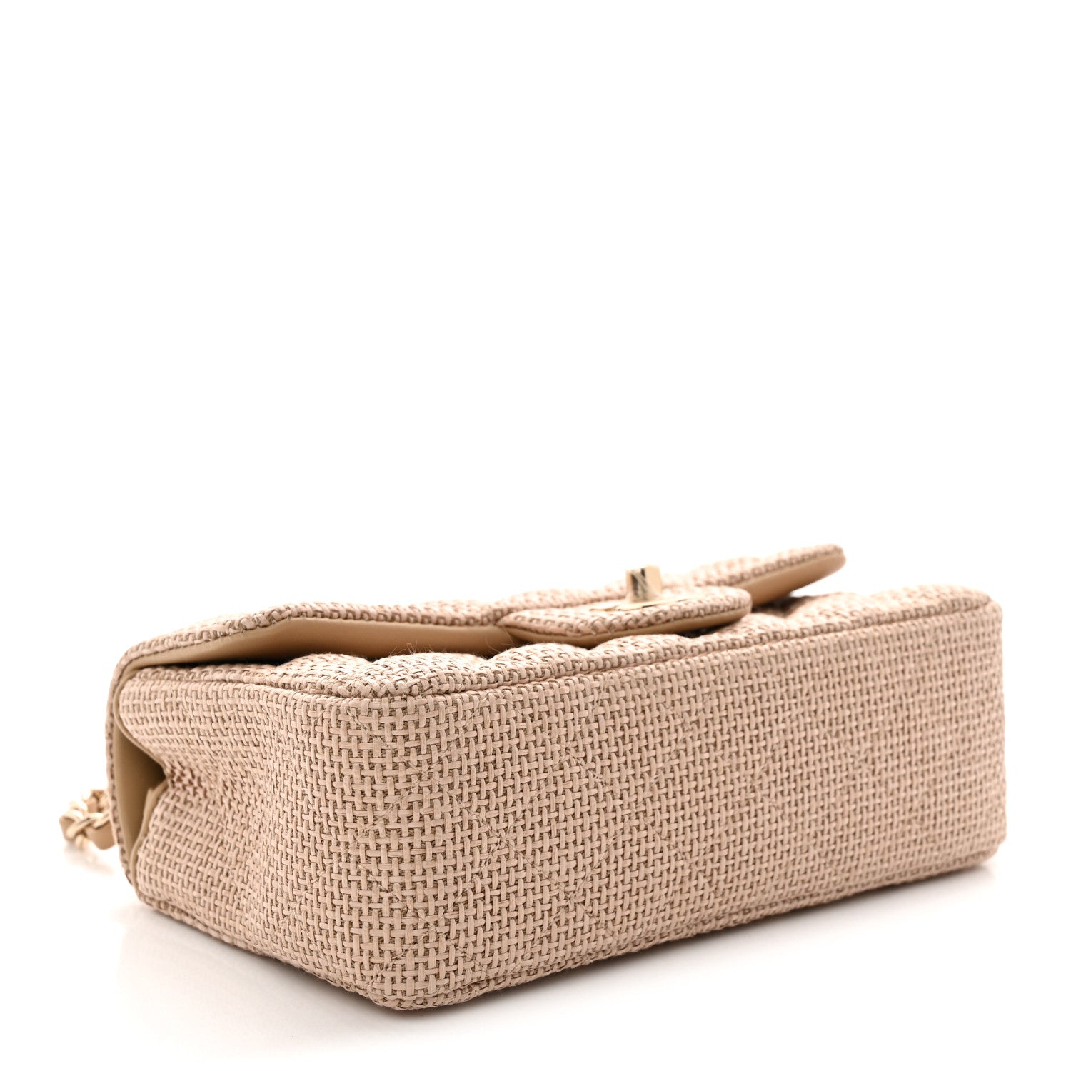 Braided Raffia Quilted Mini Rectangular Flap Dark Beige