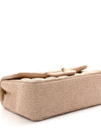 Braided Raffia Quilted Mini Rectangular Flap Dark Beige