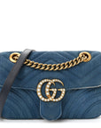 Denim Matelasse Mini Pearly GG Marmont Shoulder Bag Blue