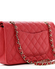 Caviar Quilted Medium Double Flap Red