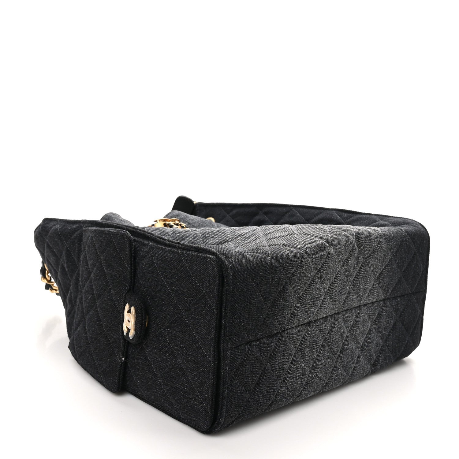 Washed Denim Quilted Medium CHNL 25 Handbag Black