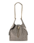 Suede Quilted Medium CHNL 25 Handbag Dark Grey