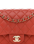 Lambskin Quilted Medium Double Flap Brown