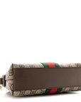 GG Supreme Monogram Textured Dollar Calfskin Web Small Ophidia Dome Shoulder Bag Beige Ebony New Acero