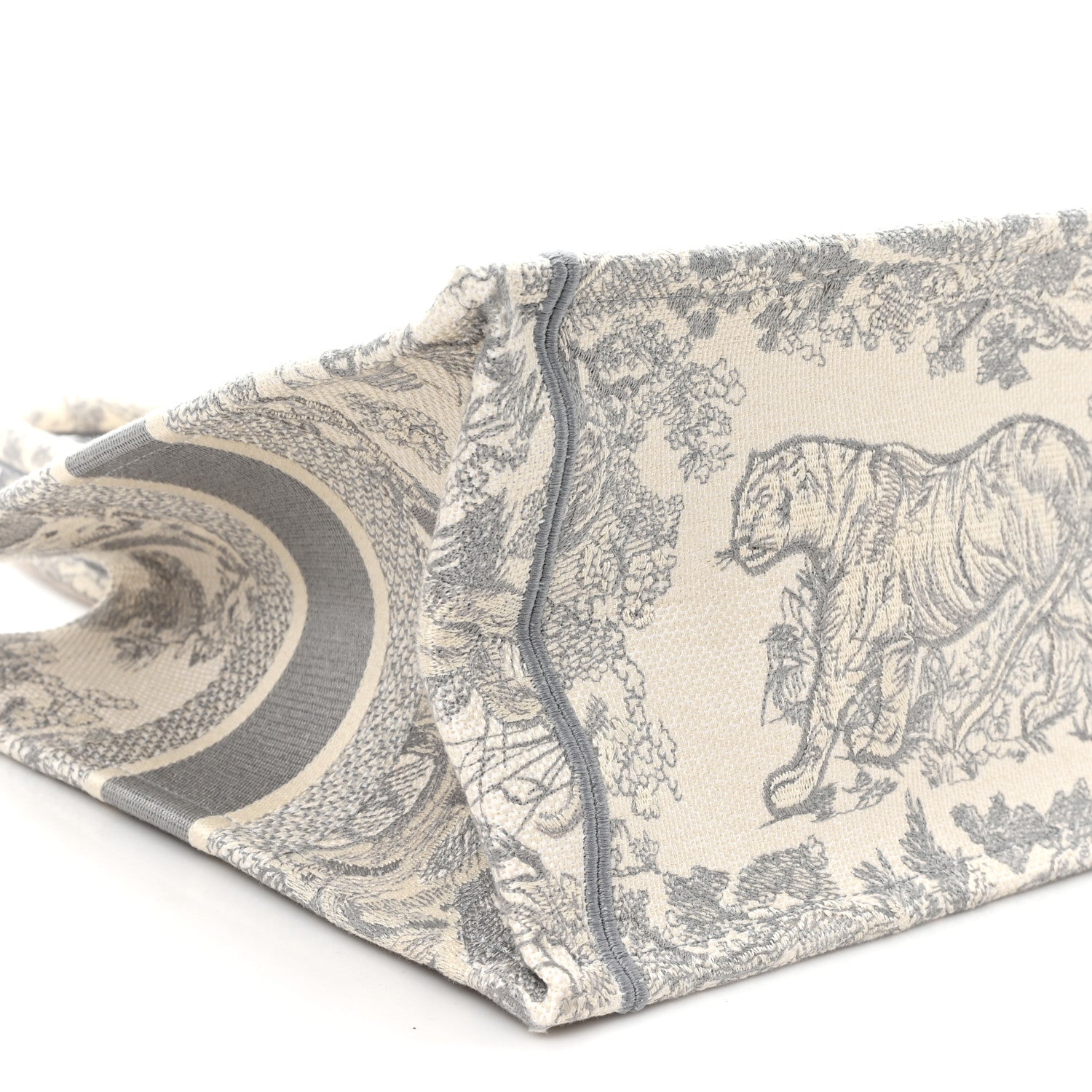 Canvas Embroidered Medium D1ORiviera Toile De Jouy Book Tote Gray