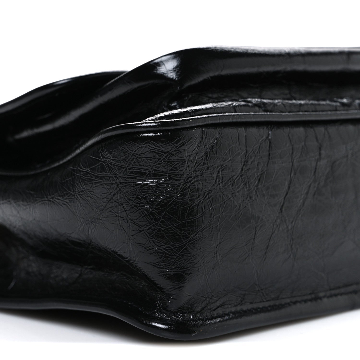 Crinkled Calfskin Matelasse Monogram Baby Niki Chain Satchel Black