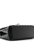 Calfskin Y Quilted Monogram Monochrome Small Loulou Chain Satchel Black