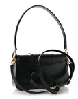 Natural Smooth Calfskin Small Hourglass Sling Bag Black