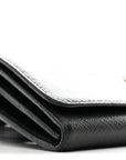 Saffiano Metal Flap Wallet With Strap Black