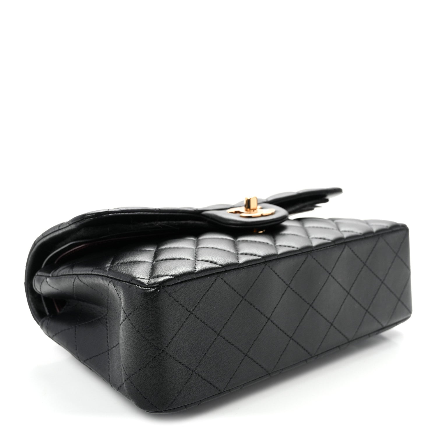 Lambskin Quilted Small Double Flap Black
