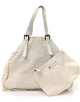 Nappa Intrecciato Canvas Fringe Maltinto Tote White