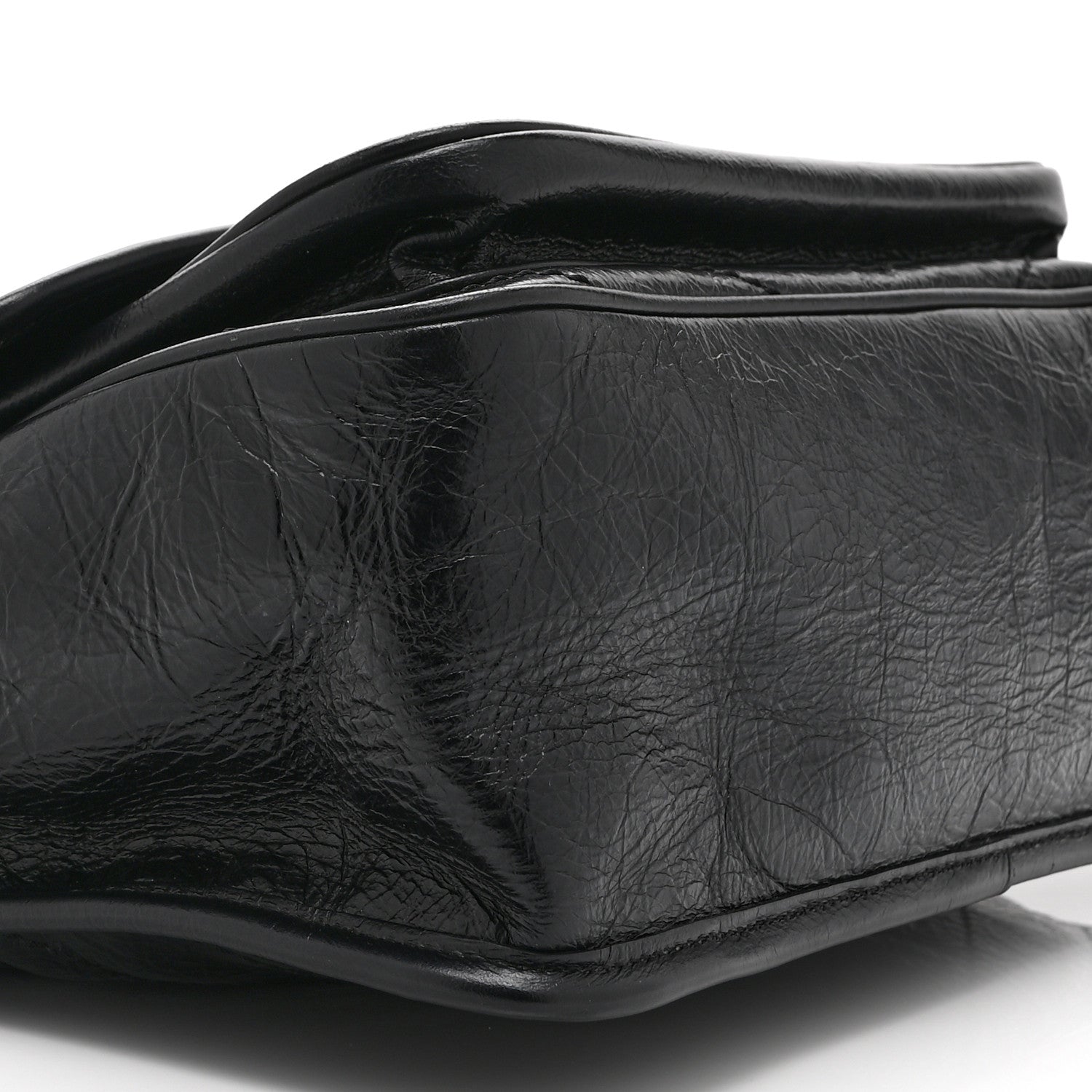 Crinkled Calfskin Matelasse Monogram Medium Niki Chain Satchel Black