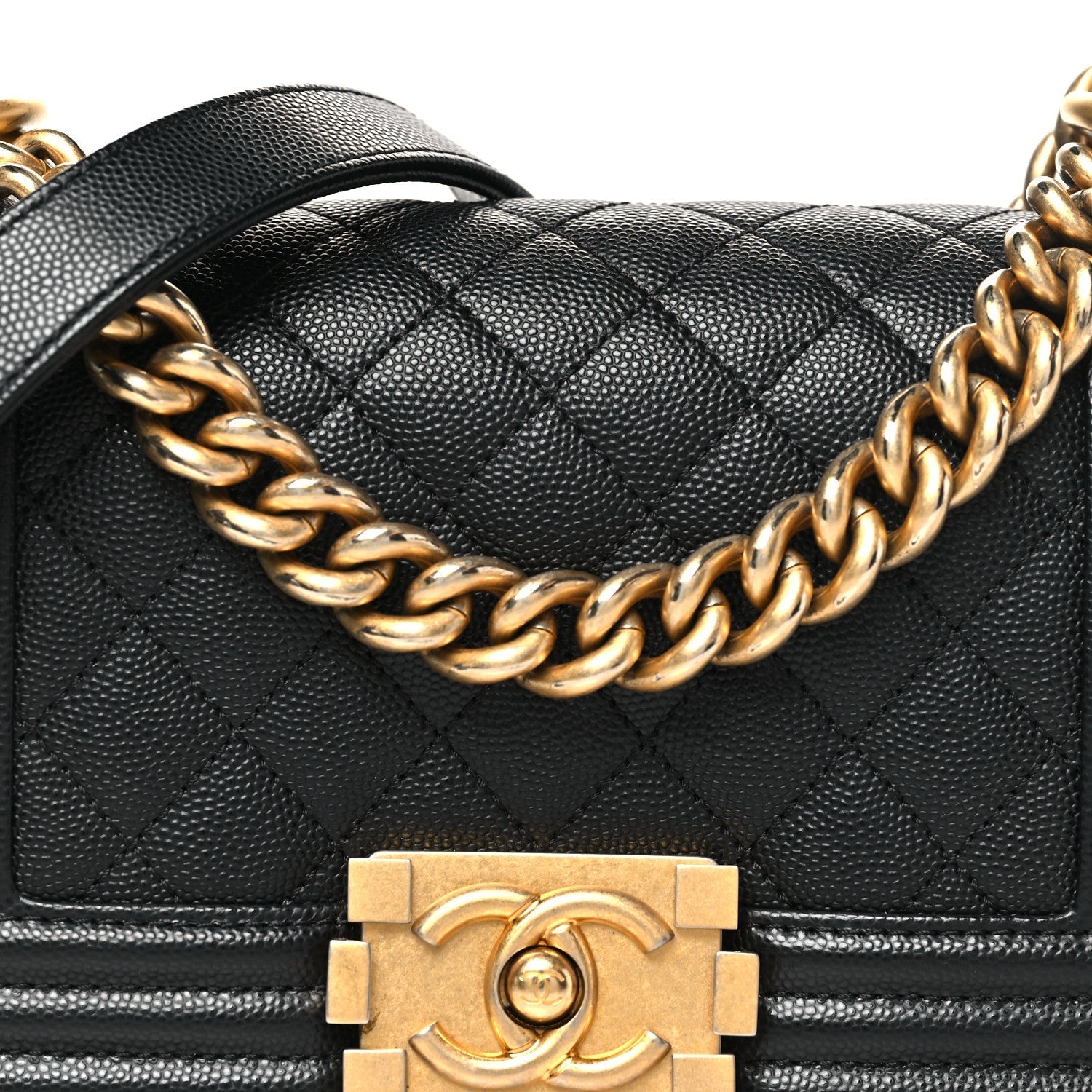 Caviar Quilted Small Boy Flap Black