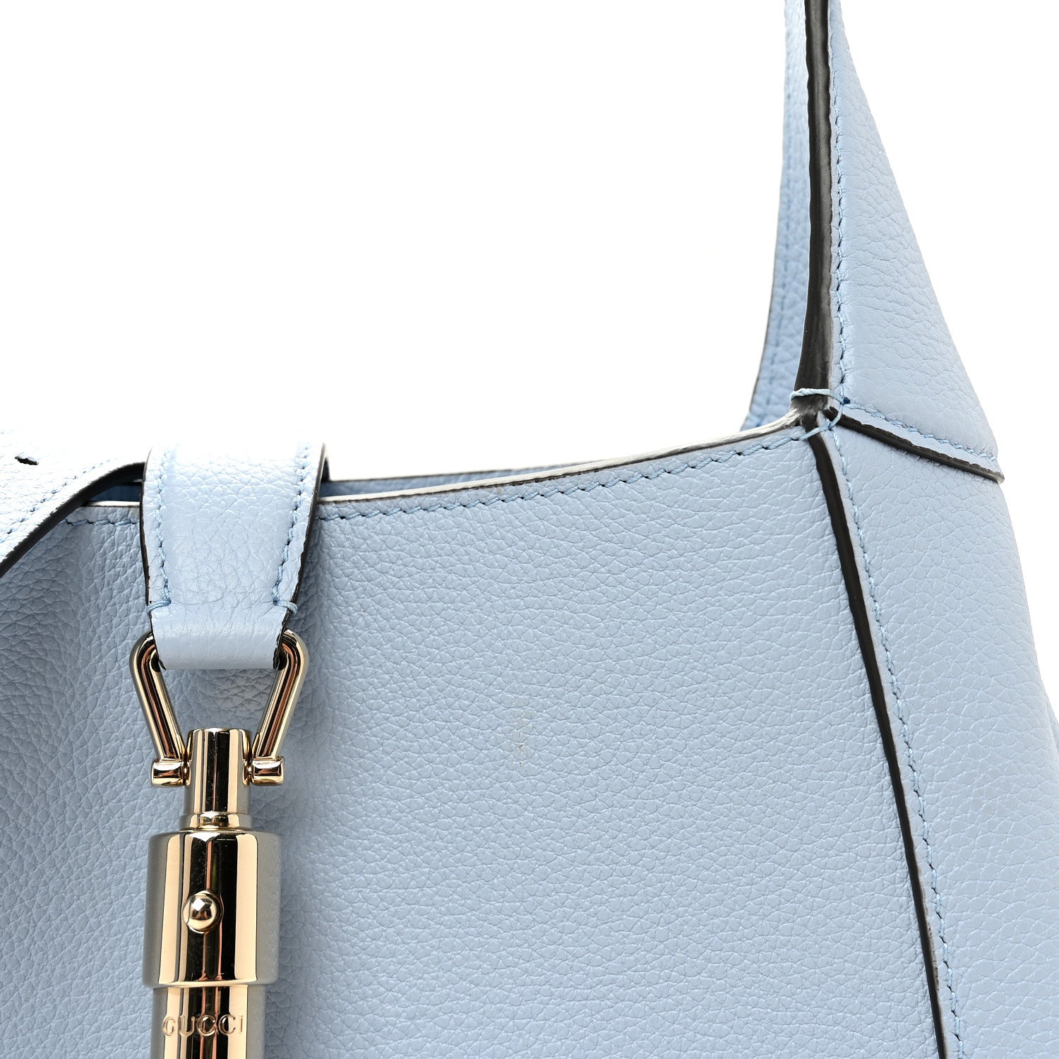 Grained Calfskin Web Medium Jackie 1961 Hobo Light Blue