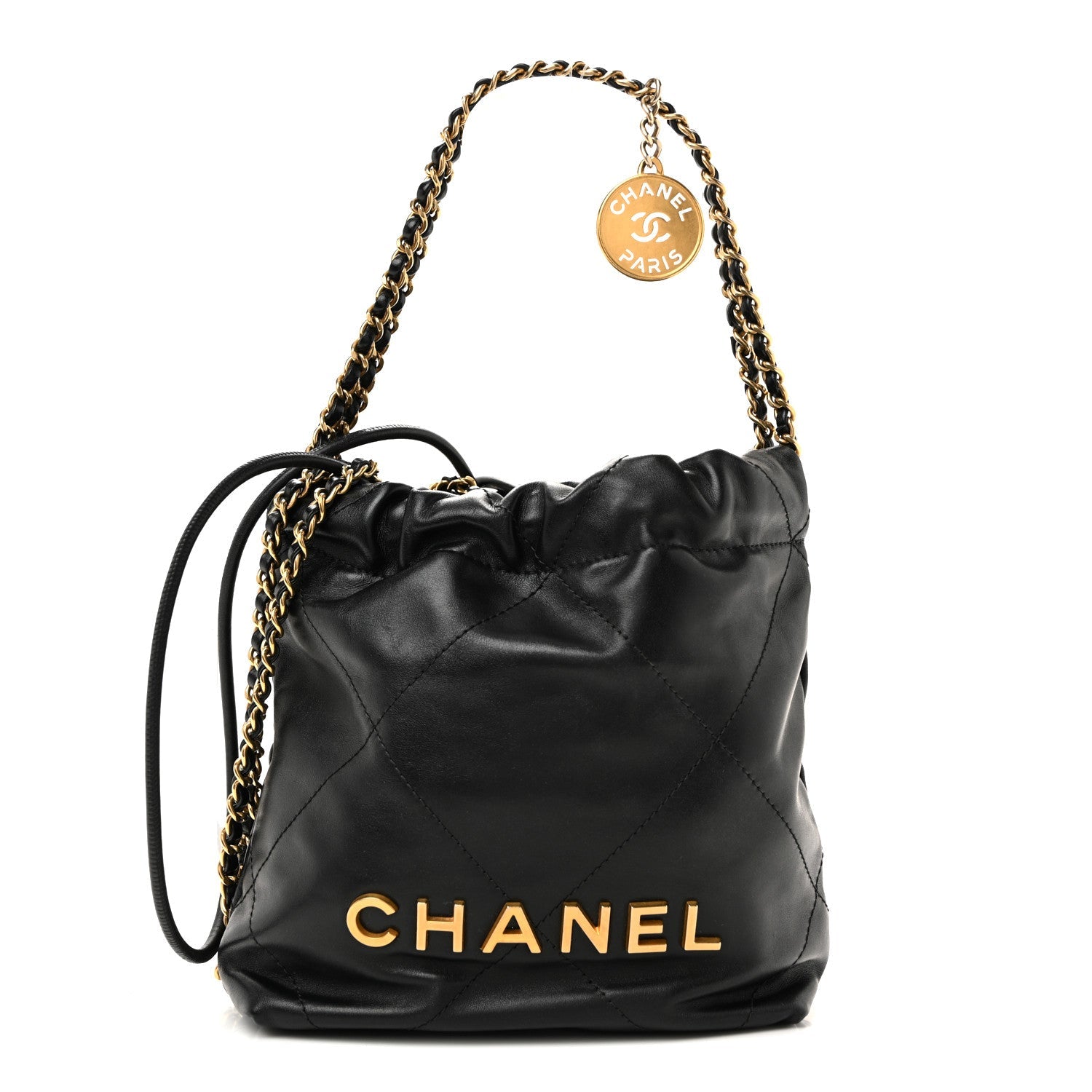 Shiny Calfskin Quilted Mini CHNL 22 Black