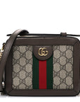 GG Supreme Monogram Mini Ophidia Top Handle Shoulder Bag Brown