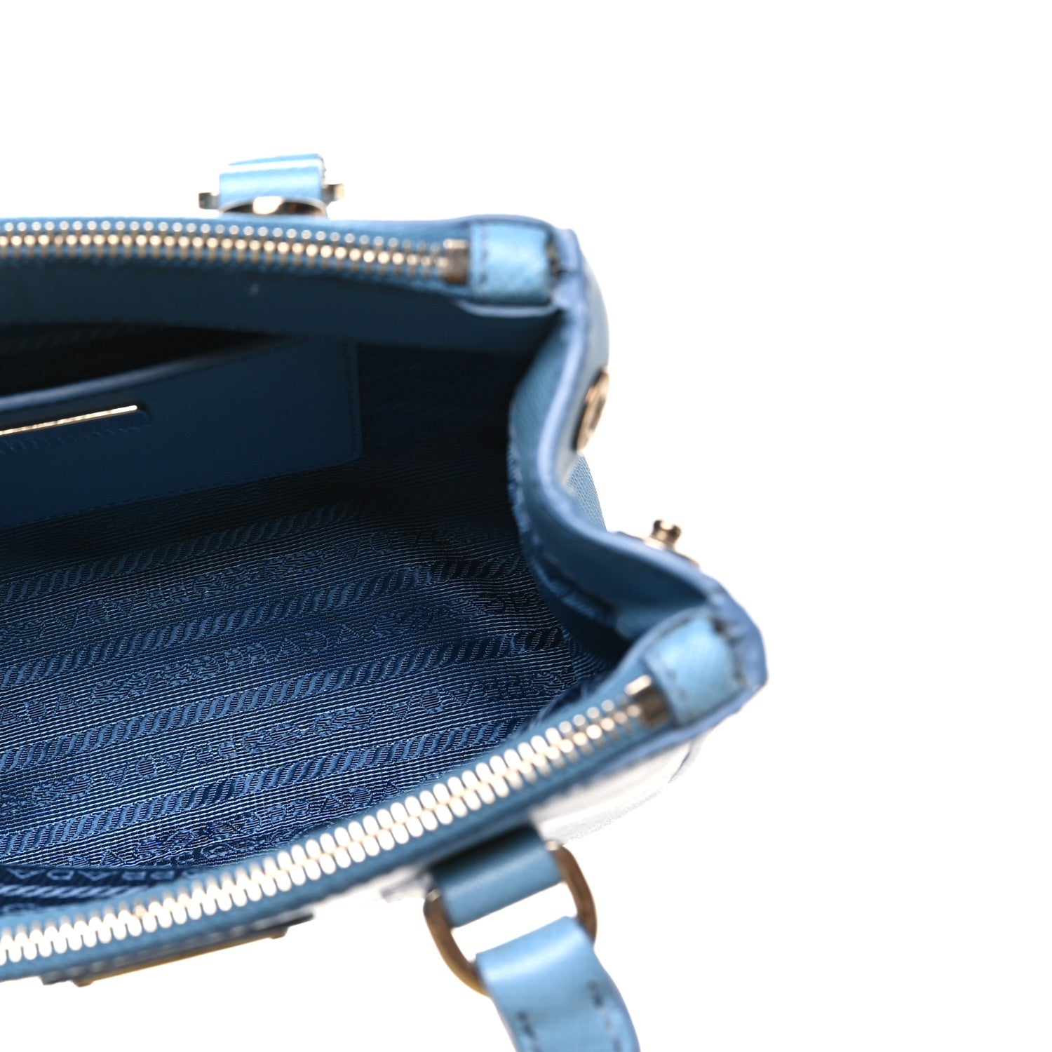Saffiano Lux Micro Galleria Double Zip Tote Turchese