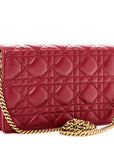 Lambskin Cannage D1ORaddict Wallet On Chain Clutch Fuchsia