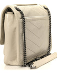 Crinkled Calfskin Matelasse Monogram Baby Niki Chain Satchel Crema Soft