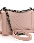Lambskin Quilted New Medium Boy Flap Light Pink