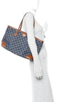 New Denim GG Monogram Medium Ophidia Shopping Tote Blue Tea Cuir