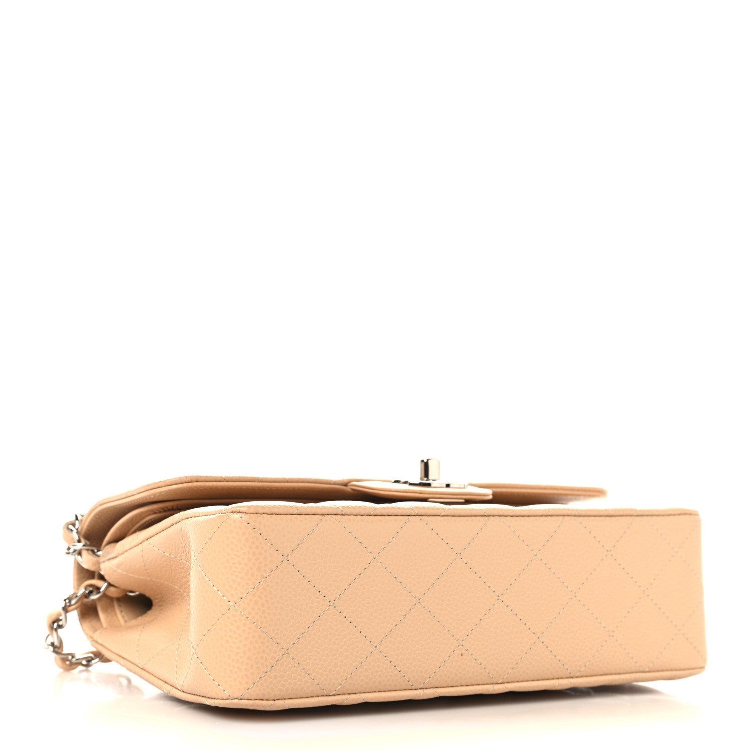 Caviar Quilted Small Double Flap Beige