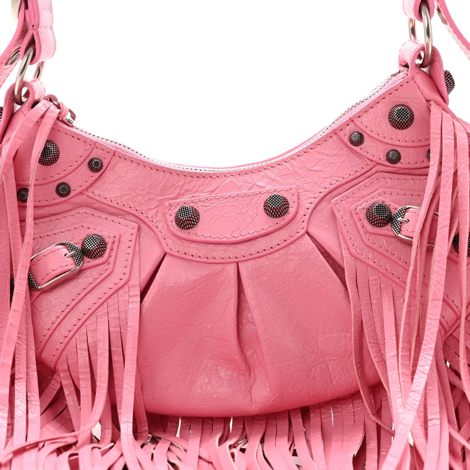 Agneau Arena Le Cagole Fringe Shoulder Bag XS Sweet Pink