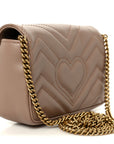 Calfskin Matelasse Super Mini GG Marmont Shoulder Bag Porcelain Rose