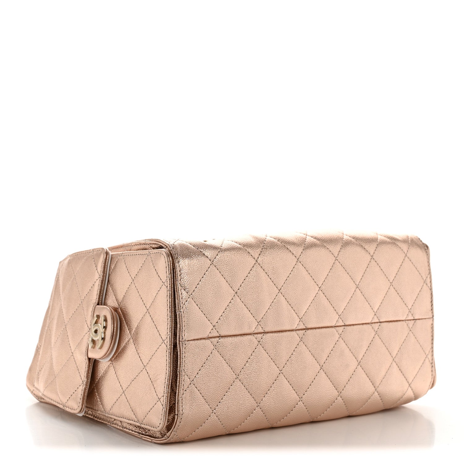 Metallic Caviar Quilted Small CHNL 25 Handbag Copper