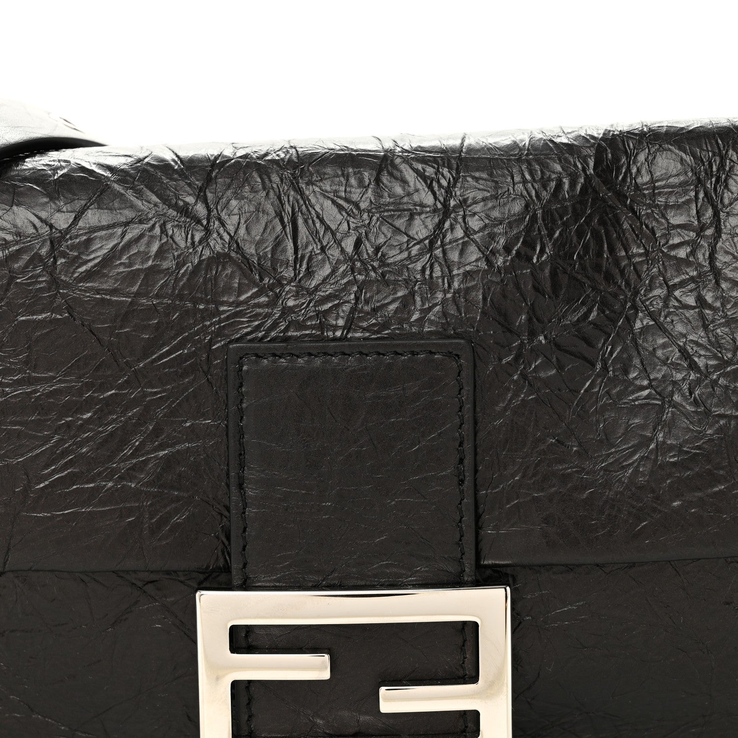 Crackled Calfskin Baguette 26424 Black