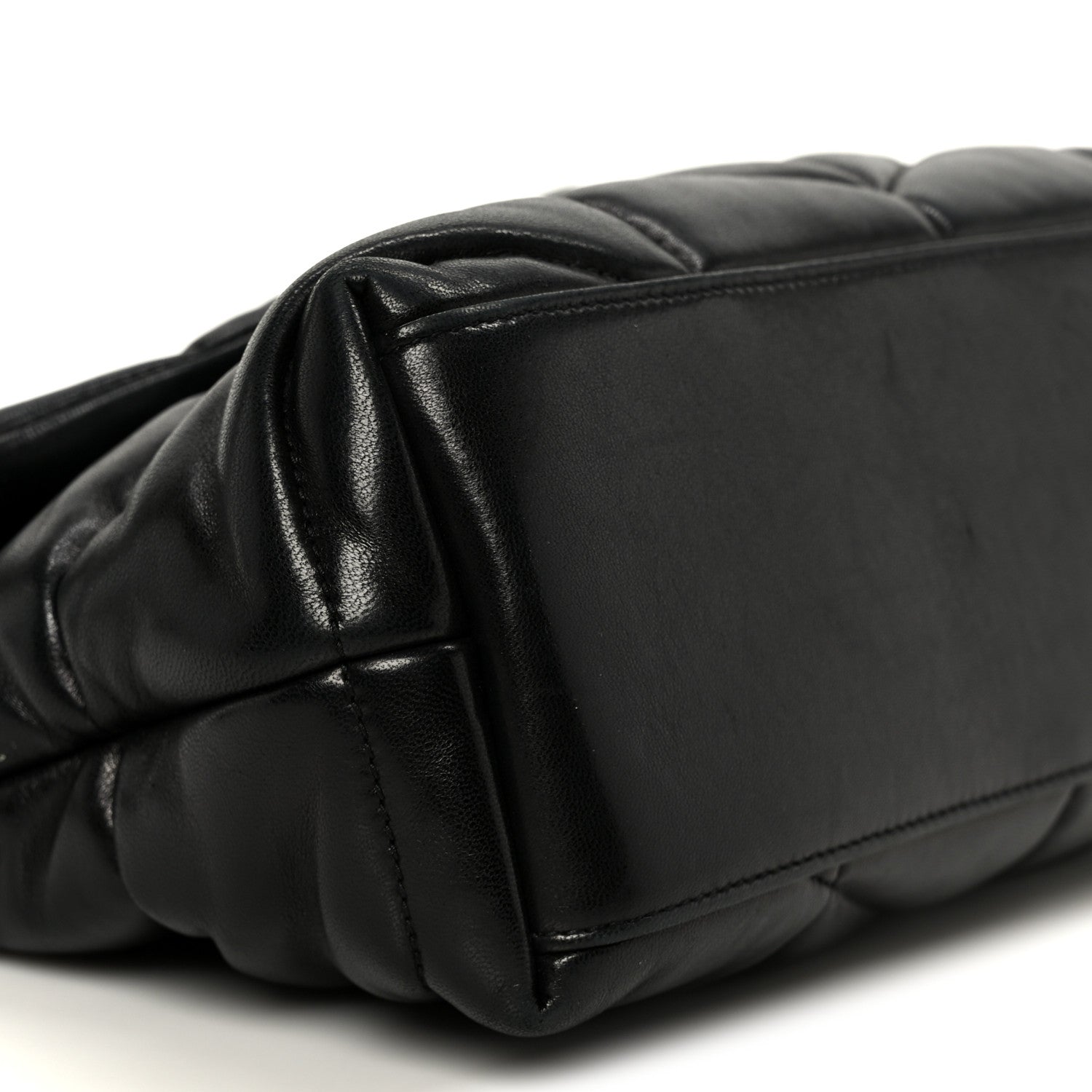 Lambskin Quilted Small Loulou Puffer Monogram Chain Satchel Black