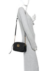 Calfskin Matelasse Small GG Marmont Chain Shoulder Bag Black