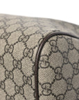 GG Supreme Monogram Textured Dollar Calfskin Web Medium Savoy Duffle Bag Beige Dark Brown