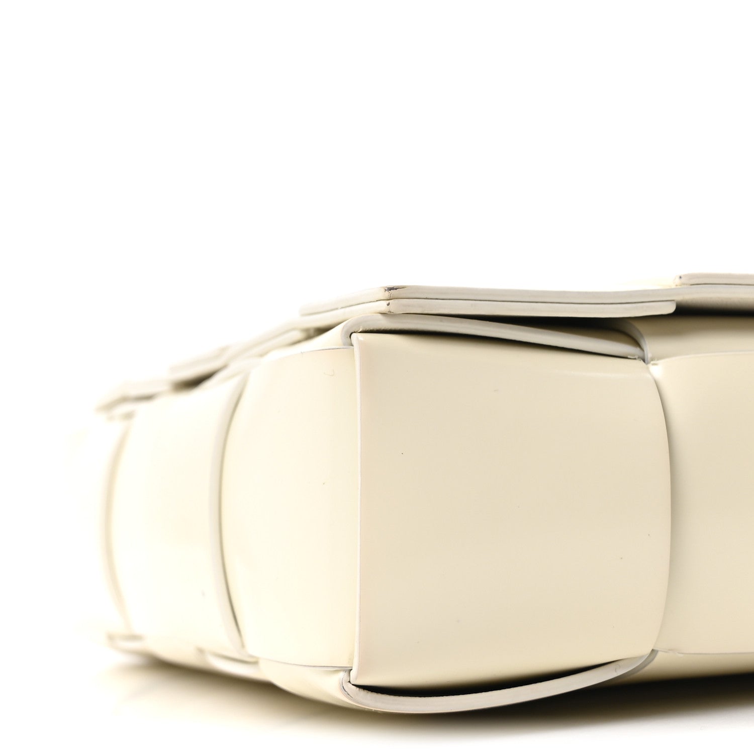 Patent Maxi Intrecciato Cassette Crossbody Bag White