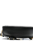 Grained Calfskin Web Mini Ophidia Round Shoulder Bag Black