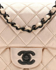 Metallic Lambskin Quilted Mini Square Flap Gold Black