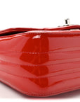 Patent Chevron Quilted Mini Square Flap Red