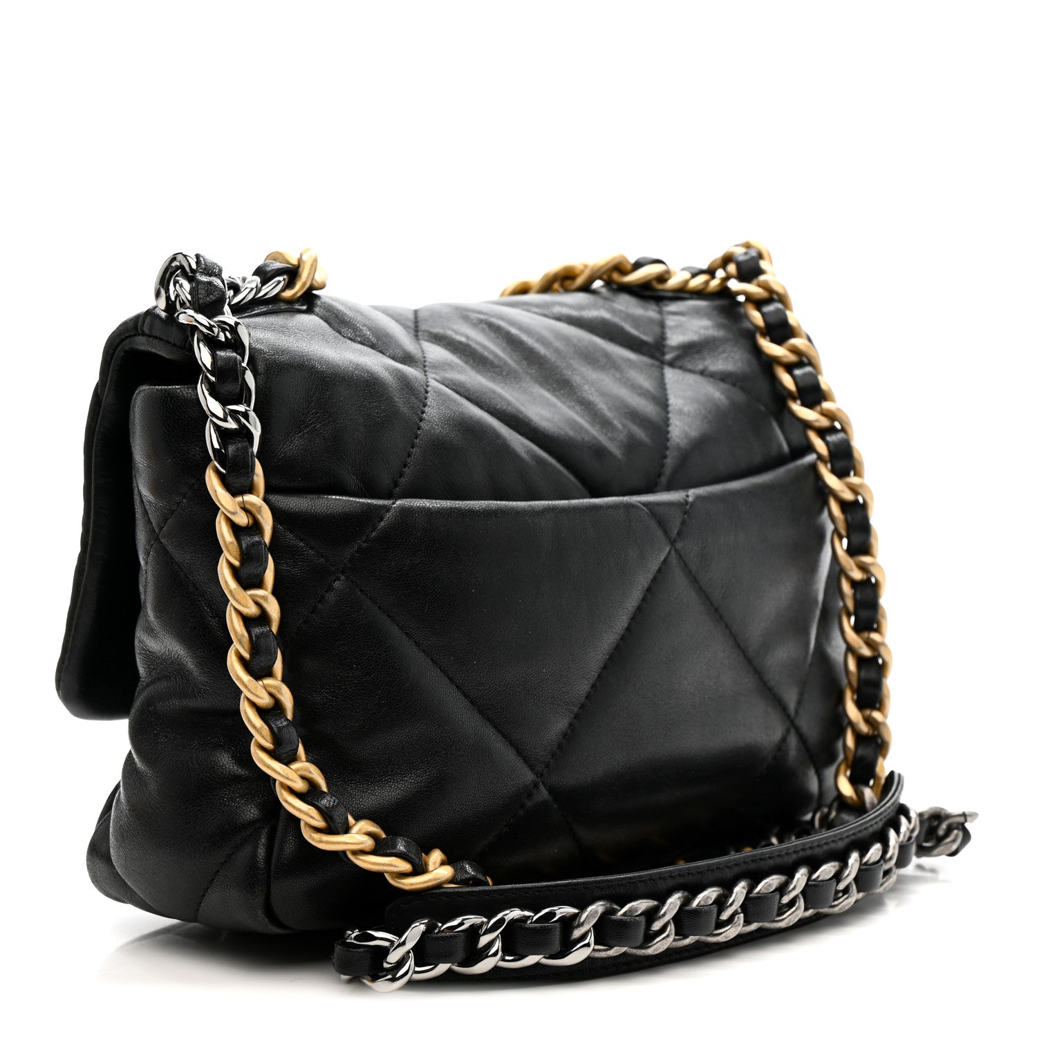 Lambskin Quilted Medium CHNL 19 Flap Black