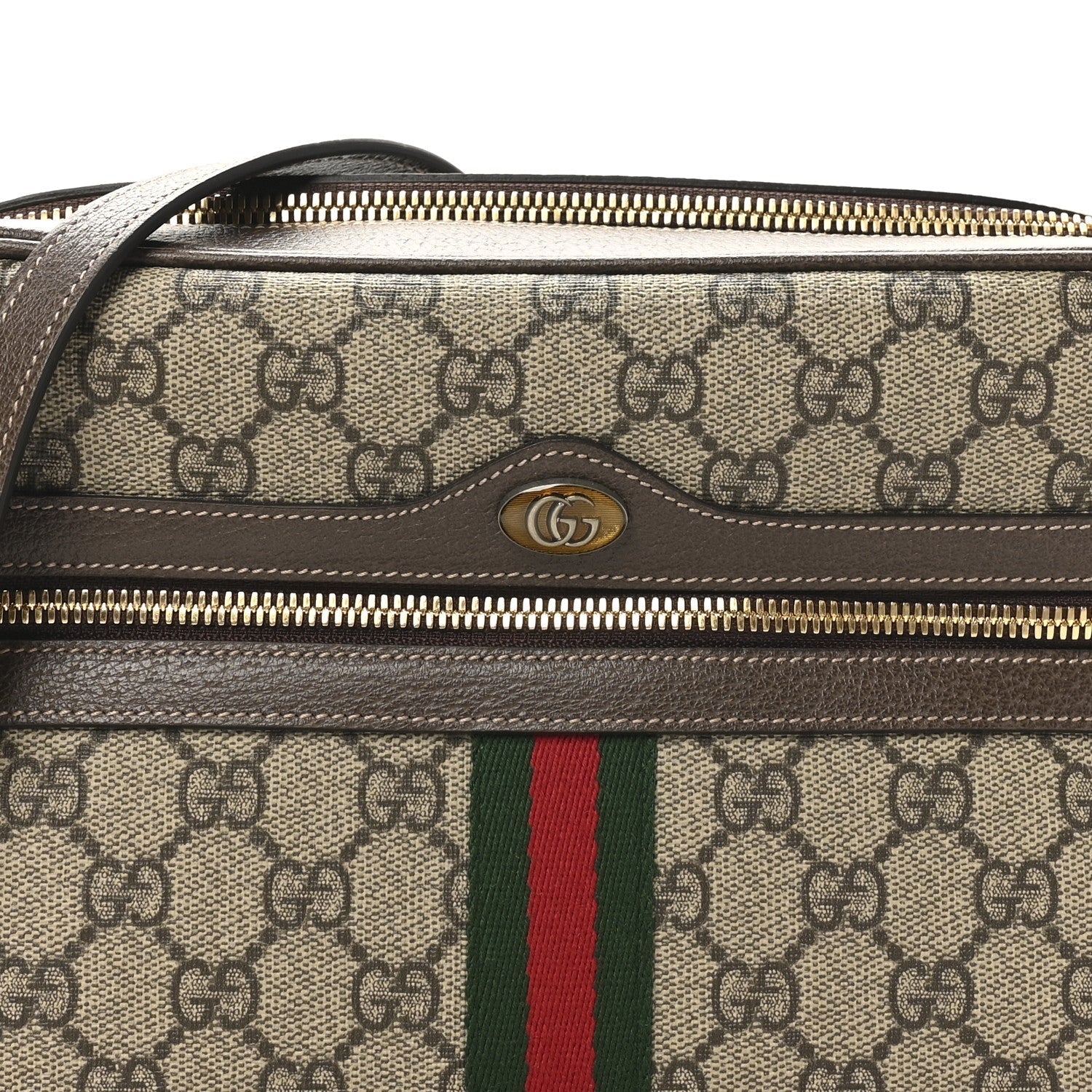 GG Supreme Monogram Web Small Ophidia Shoulder Bag Brown