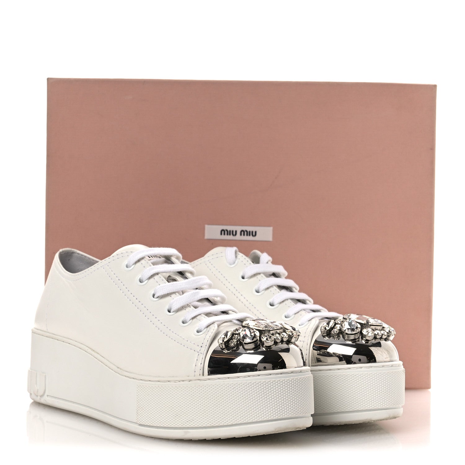 Naplak Crystal Low Top Platform Sneakers 40 White