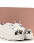 Naplak Crystal Low Top Platform Sneakers 40 White
