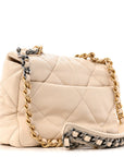 Goatskin Quilted Medium CHNL 19 Flap Light Beige