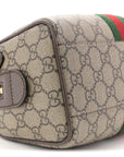 GG Supreme Monogram Textured Dollar Calfskin Web Mini Ophidia Top Handle Bag Beige Ebony New Acero