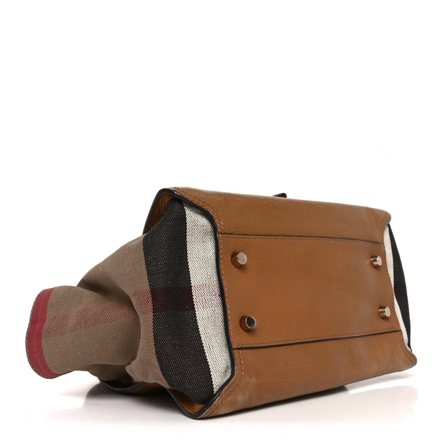 Mega Check Grained Calfskin Medium Harcourt Satchel Saddle Brown