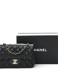 Lambskin Quilted Mini Rectangular Flap Black