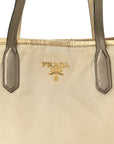 Tessuto Nylon Saffiano Shopping Tote White