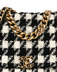 Tweed Quilted Maxi CHNL 19 Flap Black Ecru White