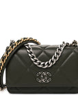 Lambskin Quilted CHNL 19 Wallet On Chain WOC Dark Green